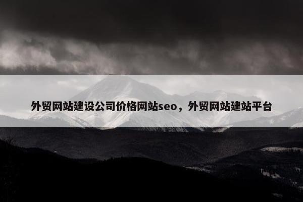 外贸网站建设公司价格网站seo，外贸网站建站平台