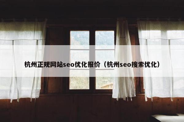 杭州正规网站seo优化报价（杭州seo搜索优化）