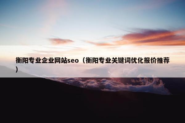 衡阳专业企业网站seo（衡阳专业关键词优化报价推荐）