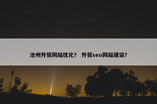 沧州外贸网站优化？ 外贸seo网站建设？