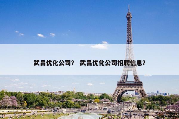 武昌优化公司？ 武昌优化公司招聘信息？