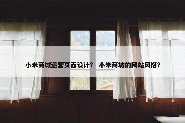 小米商城运营页面设计？ 小米商城的网站风格？