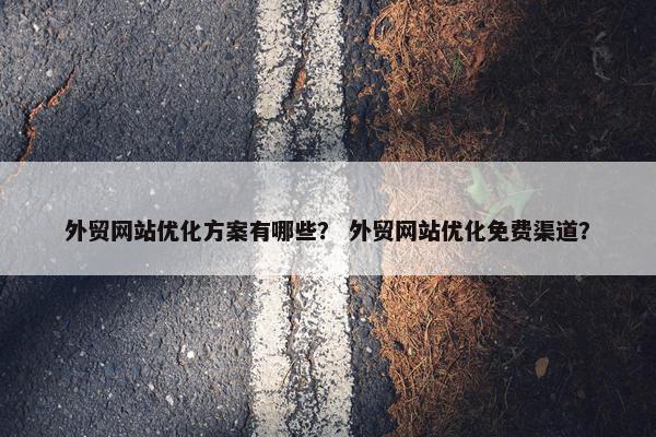 外贸网站优化方案有哪些？ 外贸网站优化免费渠道？