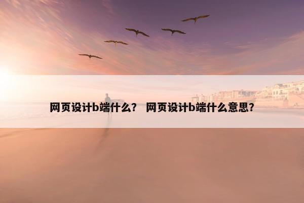 网页设计b端什么？ 网页设计b端什么意思？