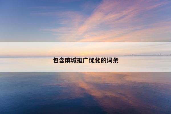 包含麻城推广优化的词条