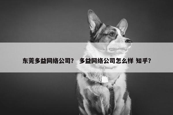 东莞多益网络公司？ 多益网络公司怎么样 知乎？