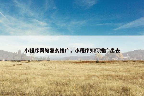 小程序网站怎么推广，小程序如何推广出去