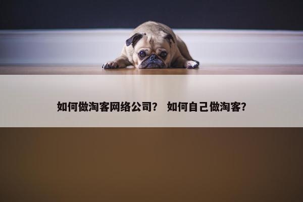 如何做淘客网络公司？ 如何自己做淘客？