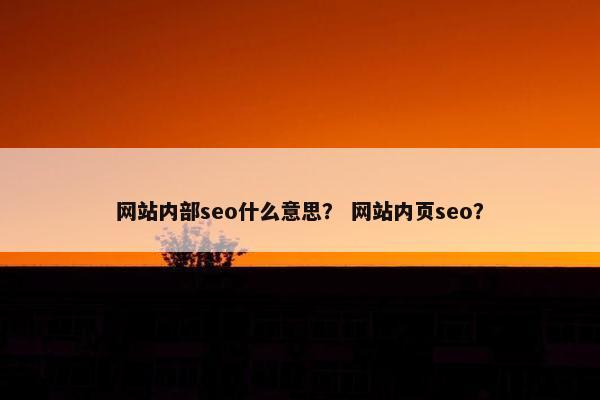 网站内部seo什么意思？ 网站内页seo？