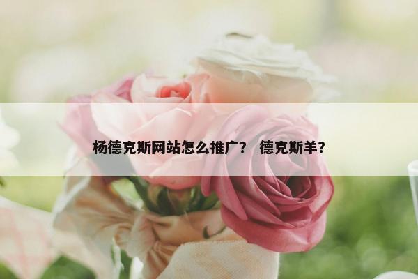 杨德克斯网站怎么推广？ 德克斯羊？