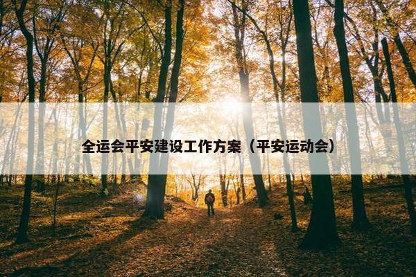 全运会平安建设工作方案（平安运动会）