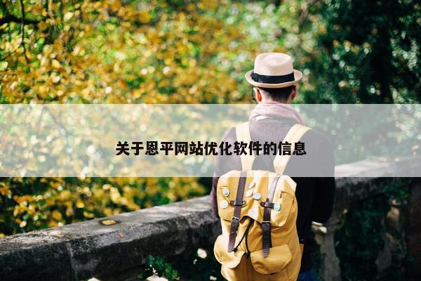 关于恩平网站优化软件的信息