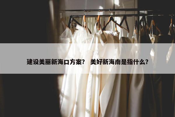 建设美丽新海口方案？ 美好新海南是指什么？