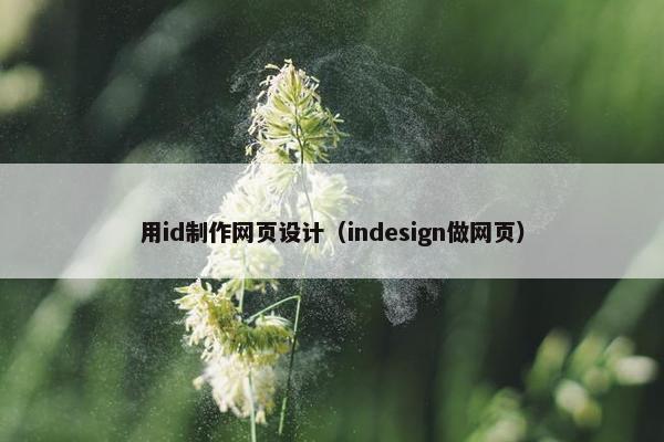 用id制作网页设计（indesign做网页）