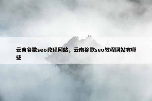 云南谷歌seo教程网站，云南谷歌seo教程网站有哪些
