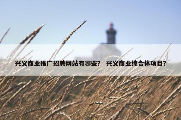 兴义商业推广招聘网站有哪些？ 兴义商业综合体项目？