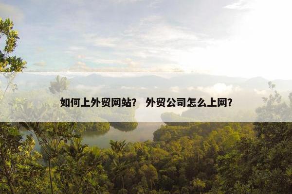 如何上外贸网站？ 外贸公司怎么上网？