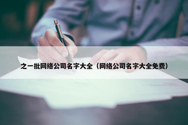 之一批网络公司名字大全（网络公司名字大全免费）
