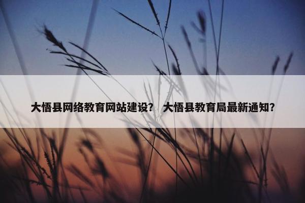 大悟县网络教育网站建设？ 大悟县教育局最新通知？
