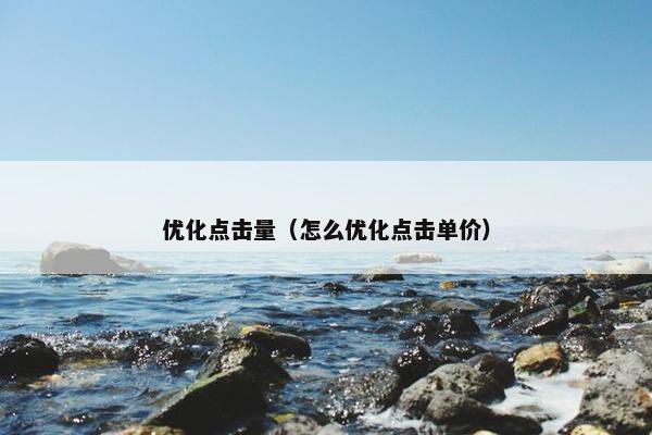 优化点击量（怎么优化点击单价）