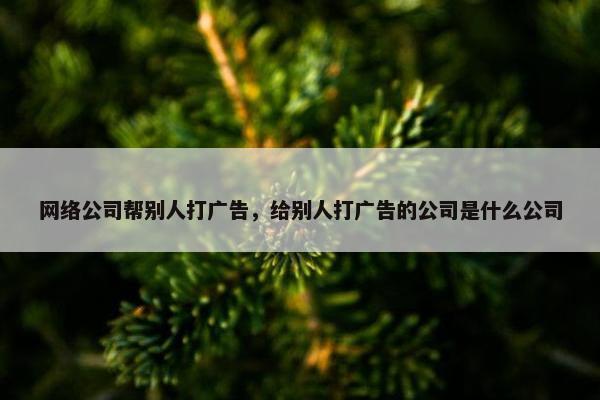 网络公司帮别人打广告，给别人打广告的公司是什么公司