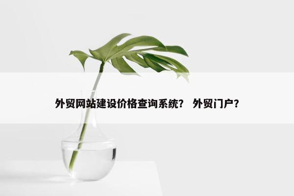 外贸网站建设价格查询系统？ 外贸门户？