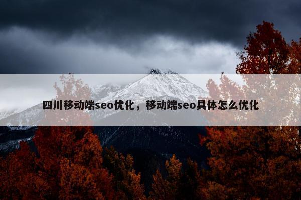 四川移动端seo优化，移动端seo具体怎么优化