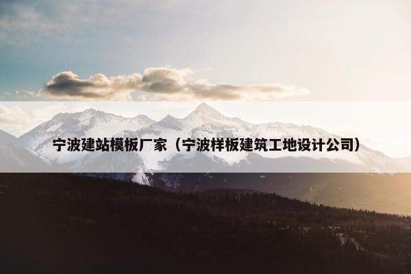宁波建站模板厂家（宁波样板建筑工地设计公司）