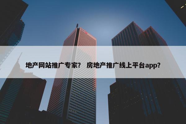 地产网站推广专家？ 房地产推广线上平台app？