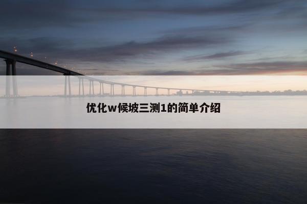 优化w候坡三测1的简单介绍