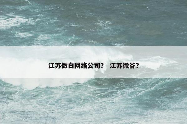 江苏微白网络公司？ 江苏微谷？