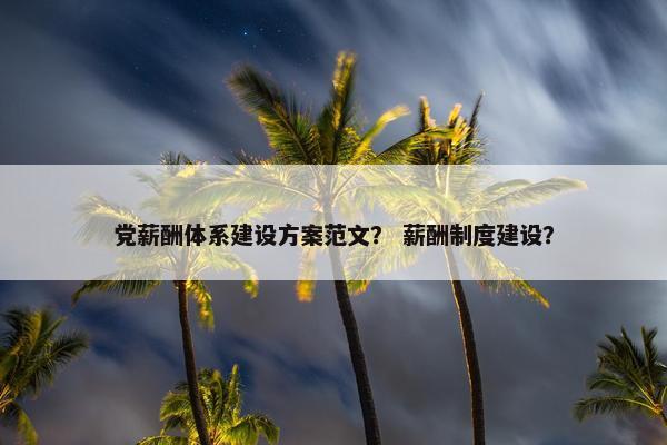 党薪酬体系建设方案范文？ 薪酬制度建设？