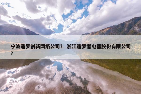 宁波造梦创新网络公司？ 浙江造梦者电器股份有限公司？