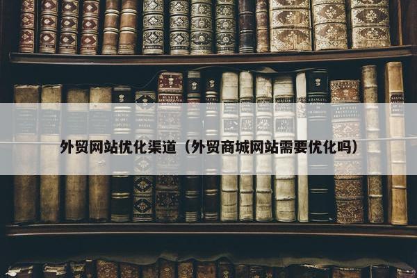 外贸网站优化渠道（外贸商城网站需要优化吗）