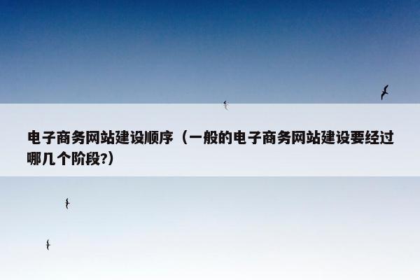 电子商务网站建设顺序（一般的电子商务网站建设要经过哪几个阶段?）