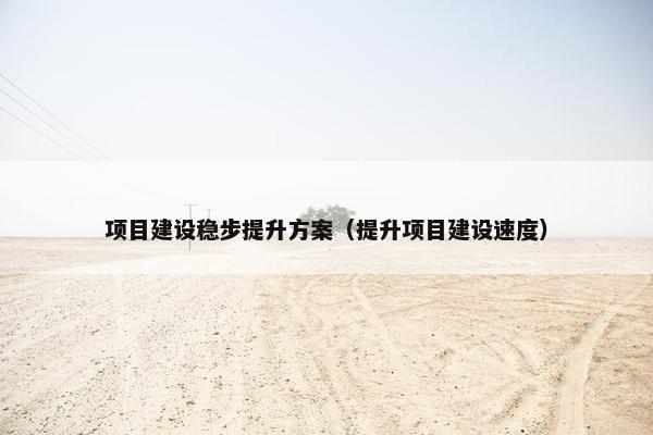 项目建设稳步提升方案（提升项目建设速度）