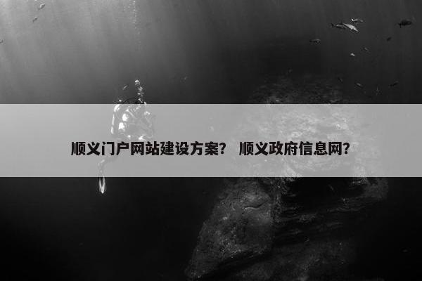 顺义门户网站建设方案？ 顺义政府信息网？