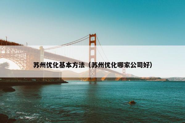 苏州优化基本方法（苏州优化哪家公司好）