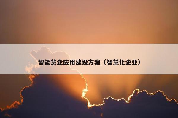 智能慧企应用建设方案（智慧化企业）