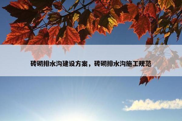 砖砌排水沟建设方案，砖砌排水沟施工规范