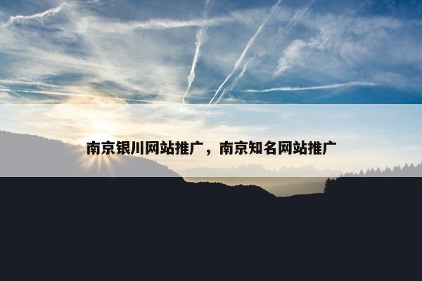 南京银川网站推广，南京知名网站推广