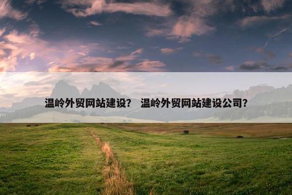温岭外贸网站建设？ 温岭外贸网站建设公司？