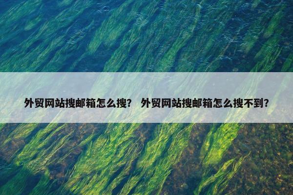 外贸网站搜邮箱怎么搜？ 外贸网站搜邮箱怎么搜不到？