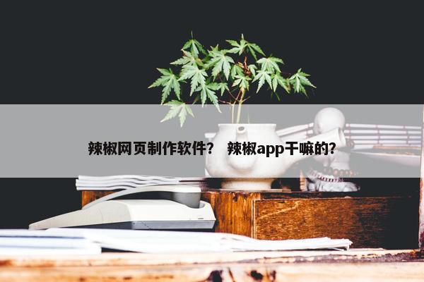 辣椒网页制作软件？ 辣椒app干嘛的？