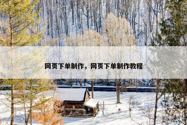 网页下单制作，网页下单制作教程