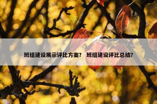 班组建设展示评比方案？ 班组建设评比总结？