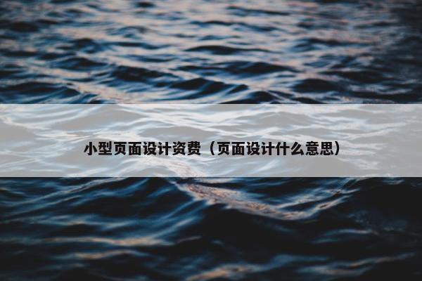 小型页面设计资费（页面设计什么意思）