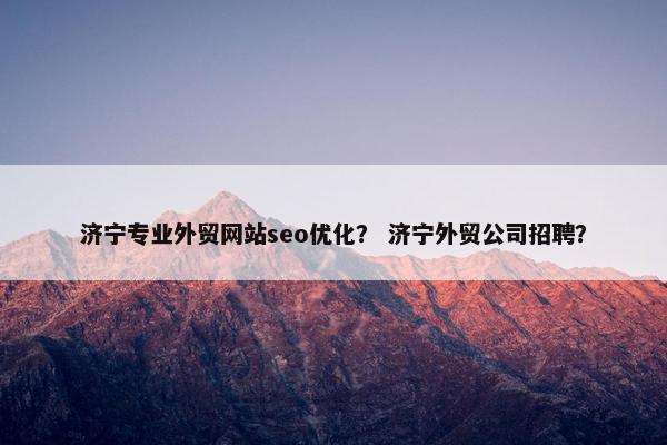 济宁专业外贸网站seo优化？ 济宁外贸公司招聘？