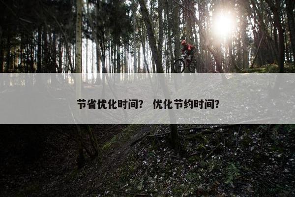节省优化时间？ 优化节约时间？