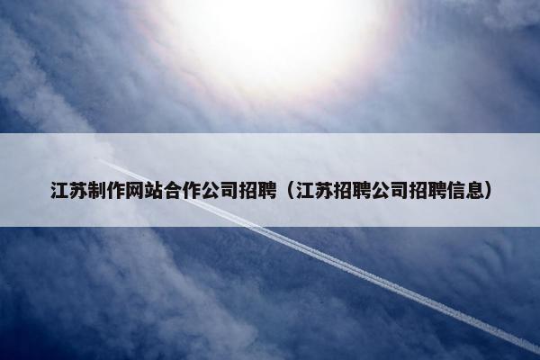 江苏制作网站合作公司招聘（江苏招聘公司招聘信息）